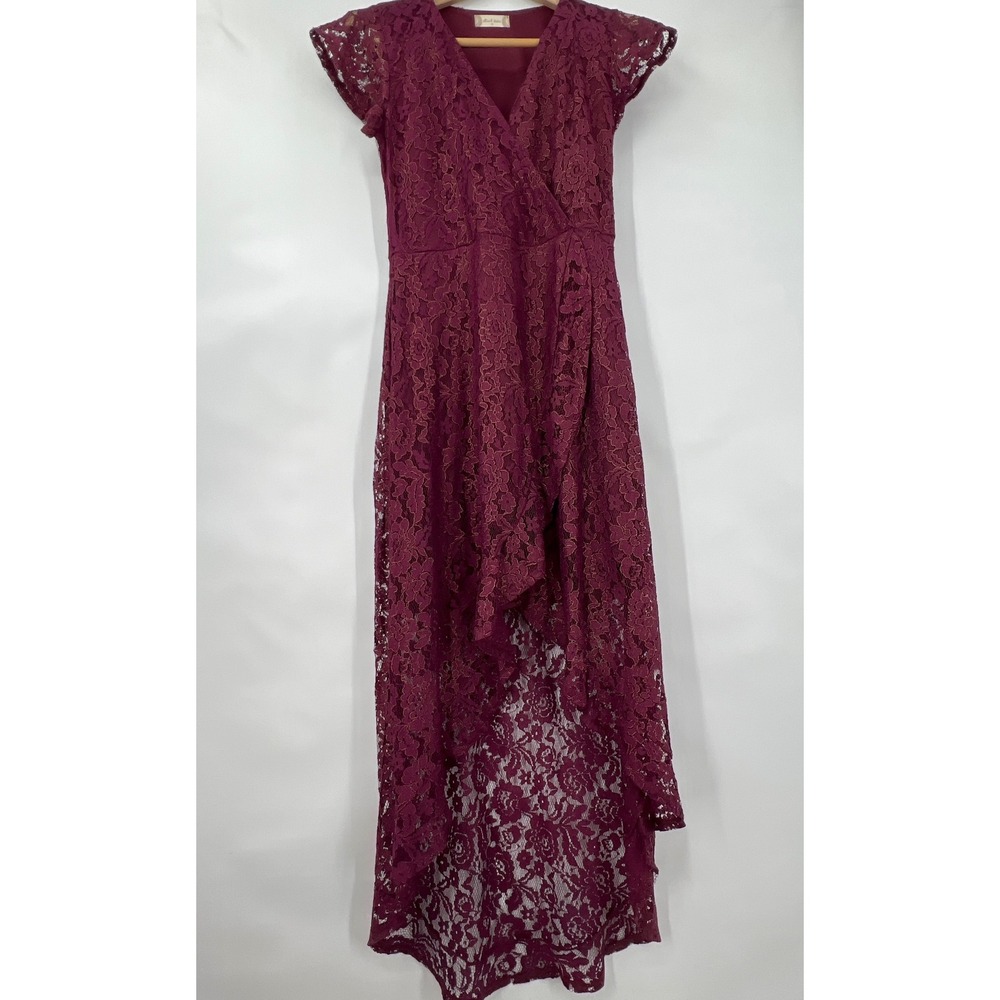 Altar'd State Burgundy Lace Maxi Hi Lo M Dress Whimsigoth Fairycore Vampire